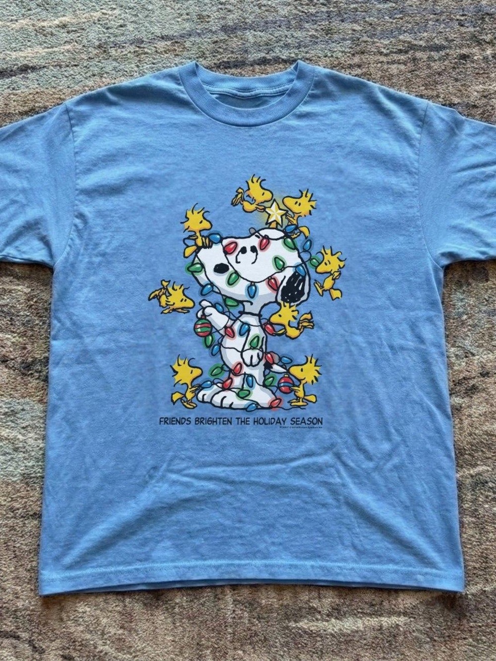 Gildan Light Blue Peanuts Woodstock Holiday Graphic Tee